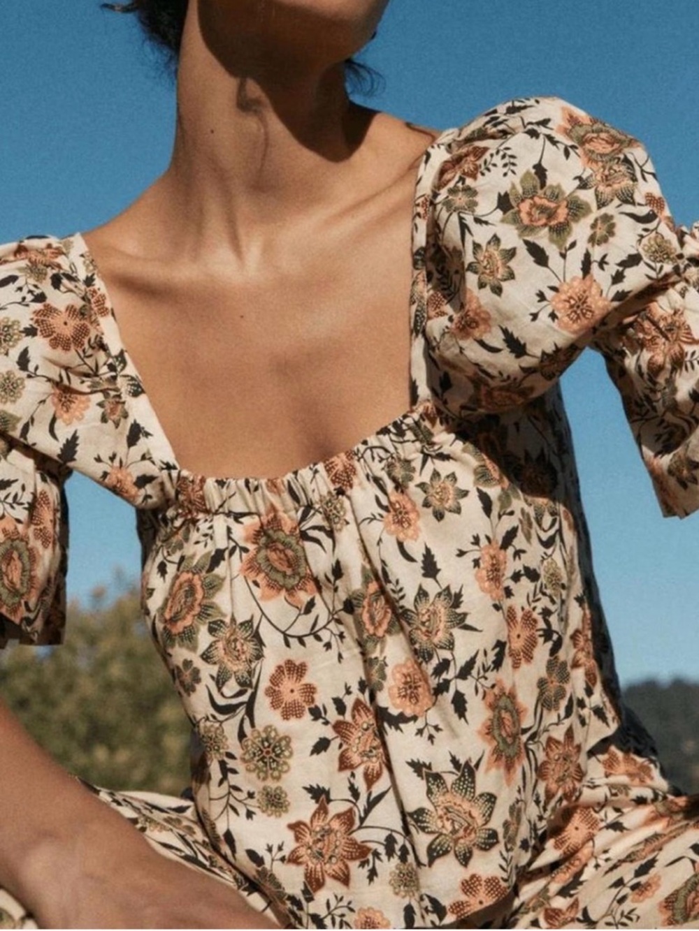 Juillet Topanga Peasant Top in Ooona print.
